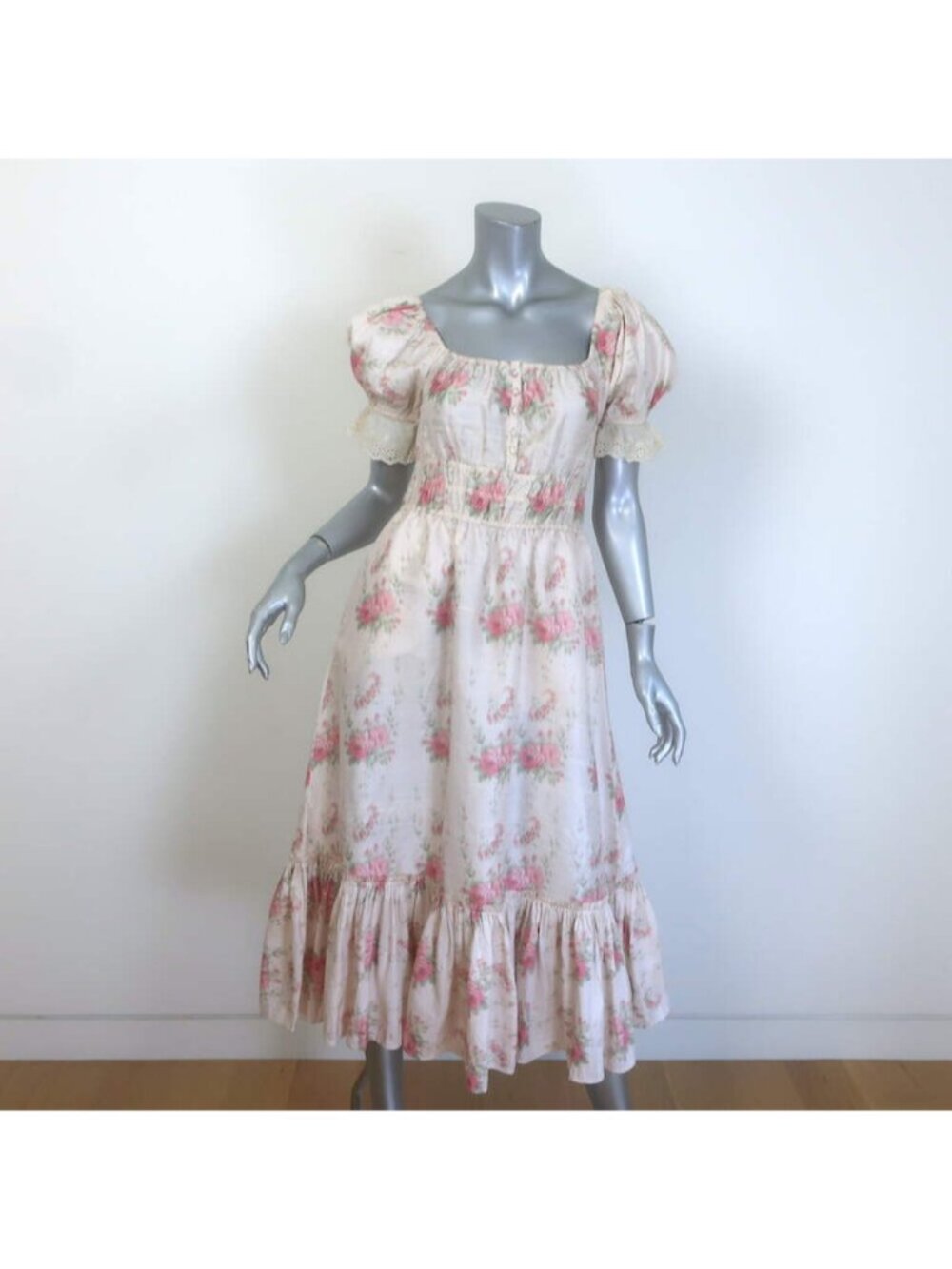 LoveShackFancy Terrence Midi Dress Dolce Floral Print Silk Size Extra Small NEW